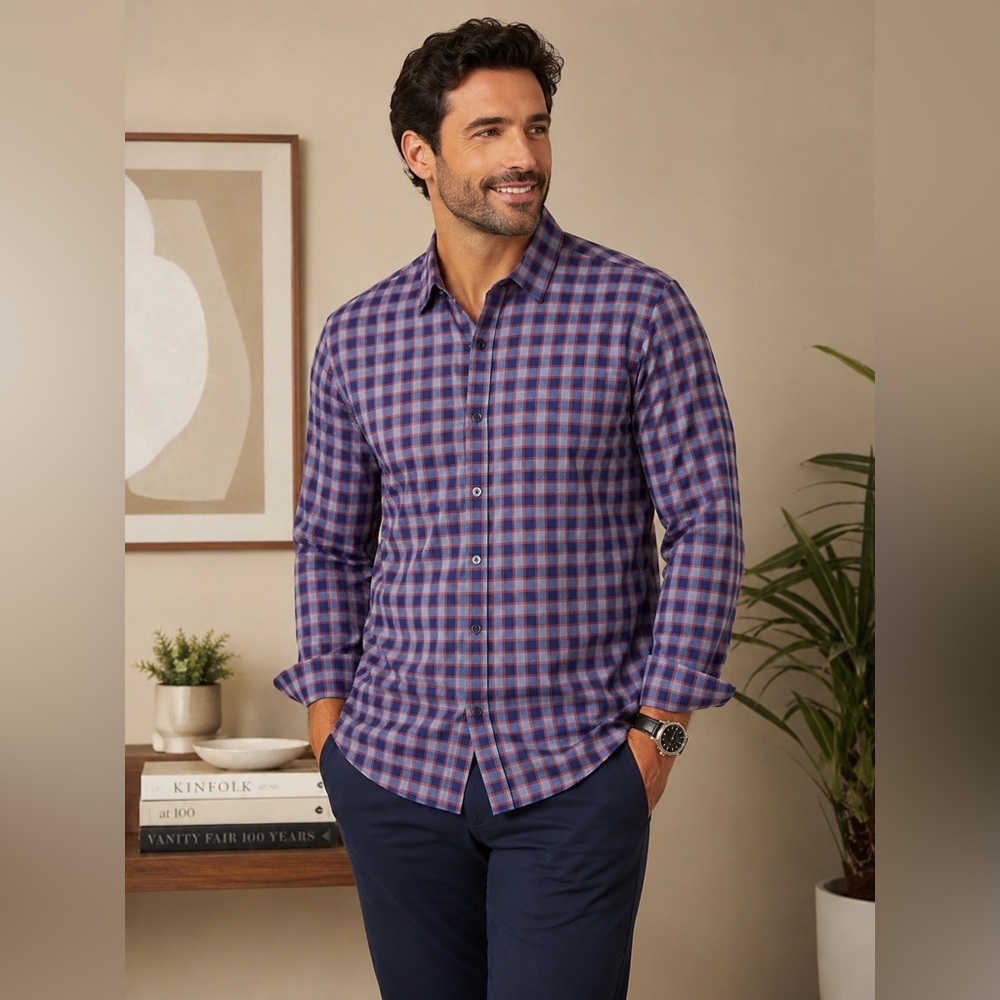 UNTUCKit Fit by DXL 4XL Plaid Button Up Shirt Big Tall Stretch NWT